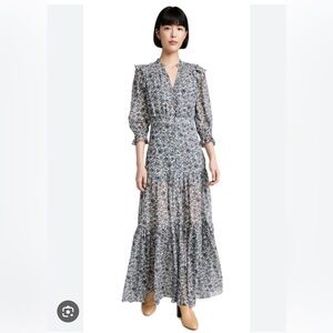 Veronica Beard Nitza Floral Silk Chiffon Maxi Dress